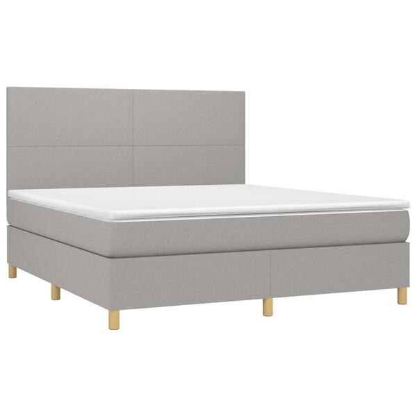 vidaXL Boxspring met matras en LED stof lichtgrijs 160x200 cm
