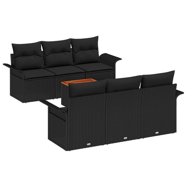 vidaXL Tuin Sofa Set met kussen met opslag met kussen 7 pcs Zwart