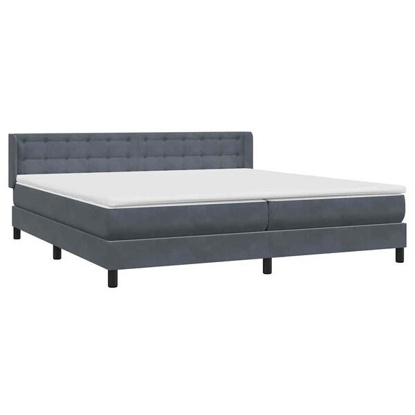 vidaXL Boxspring met matras fluweel donkergrijs 200x210 cm