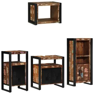 vidaXL Badkamermeubelset 4 st Multikleur en Zwart