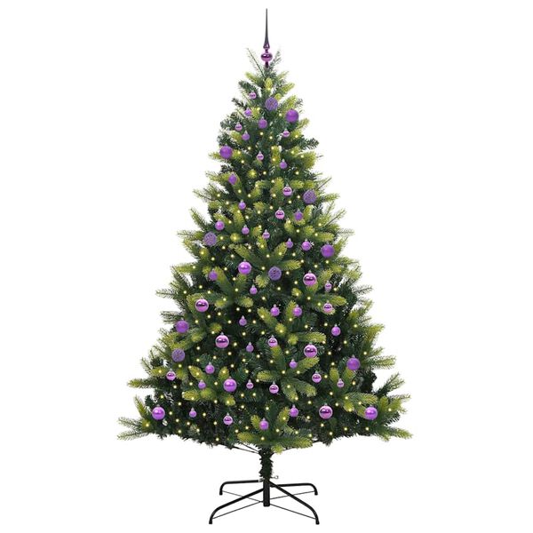 vidaXL Kunstkerstboom met scharnier 300 LEDs Groen 240 cm PVC en PE