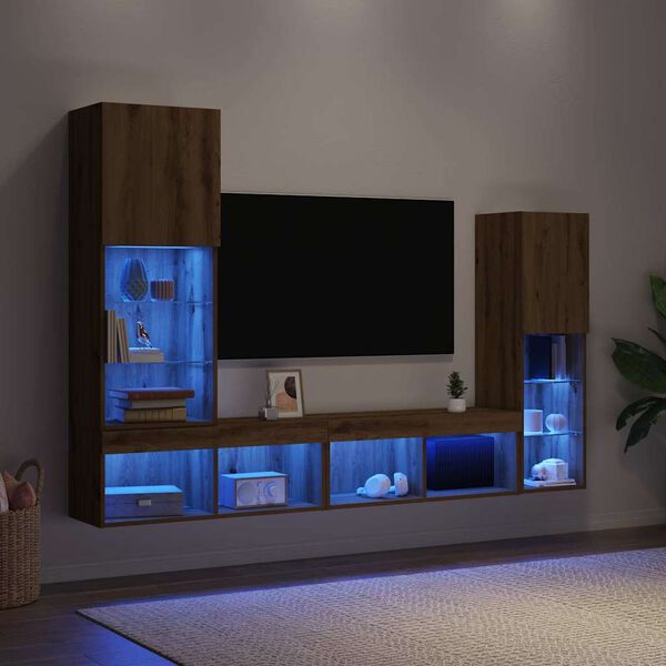 vidaXL TV-kast 4 pcs artisanaal eikenkleurig Bewerkt hout