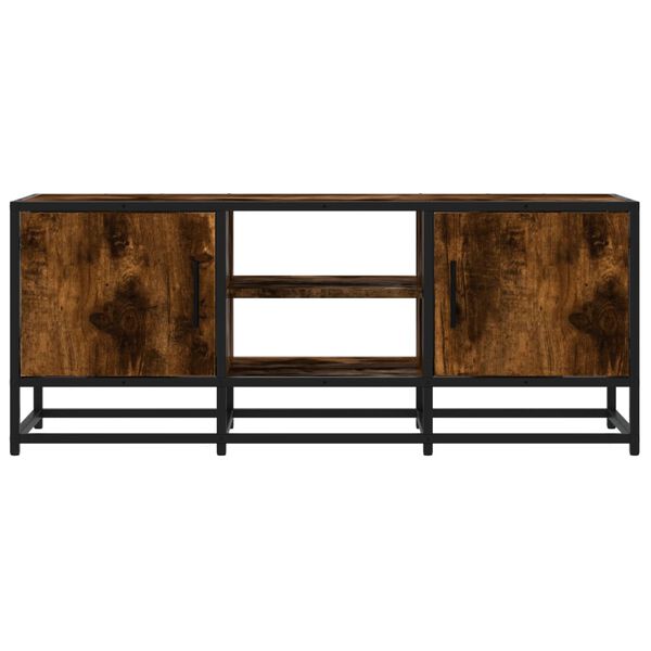 vidaXL Tv-meubel 100x35x41 cm bewerkt hout metaal gerookt eikenkleurig