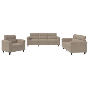vidaXL 3-delige Loungeset met kussens microvezelstof taupe