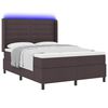 vidaXL LED Box Spring Bed met matras Donkerbruin 140 x 190 cm Stof