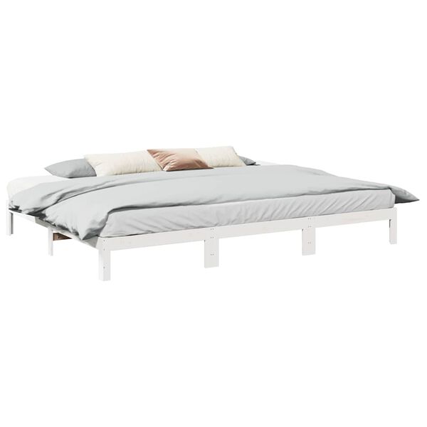 vidaXL Bedframe Family zonder matras 240x200 cm massief grenenhout wit
