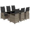 vidaXL 7-delige Bistroset met kussens poly rattan grijs