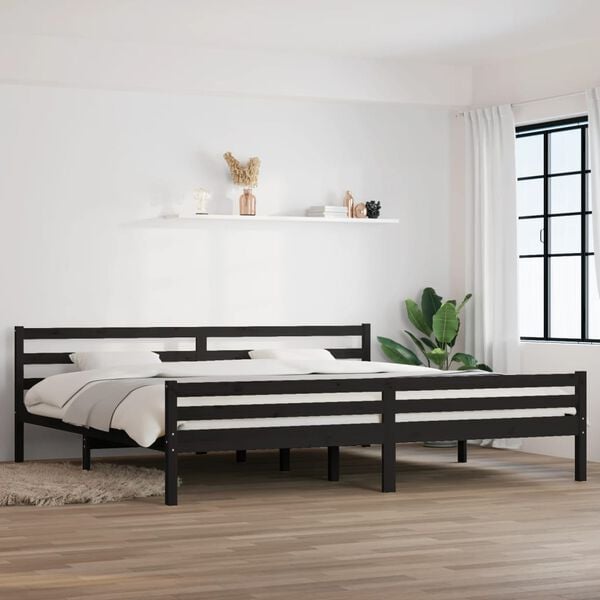 vidaXL Bedframe massief hout zwart 200x200 cm