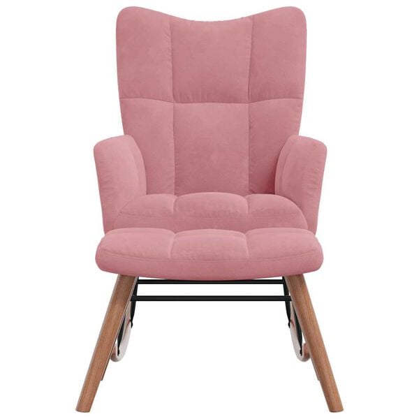 vidaXL Schommelstoel met voetenbank fluweel roze