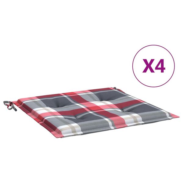 vidaXL Tuinstoelkussens 4 st 50x50x4 cm oxford stof ruitpatroon rood