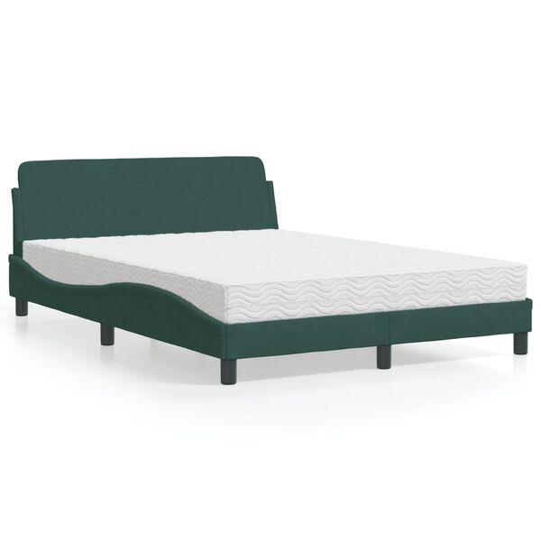 vidaXL Bed met matras "Dover" fluweel donkergroen 140x190 cm