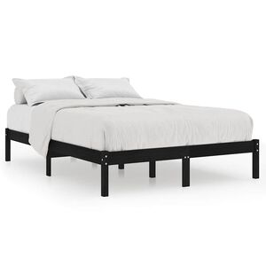 vidaXL Bedframe massief grenenhout zwart 140x190 cm