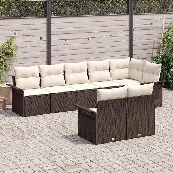 vidaXL Tuin Sofa Set met kussen 8 pcs Bruin poly rattan