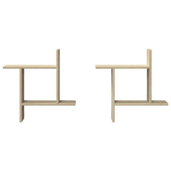 vidaXL Wandschappen 2 st 50x12x50 cm bewerkt hout sonoma eikenkleurig