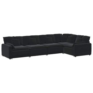 vidaXL Modulaire bank met kussens fluweel zwart