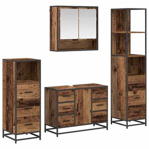 vidaXL Badkamermeubelset 4 st Oud Hout 80 x 33 x 60 cm Bewerkt hout
