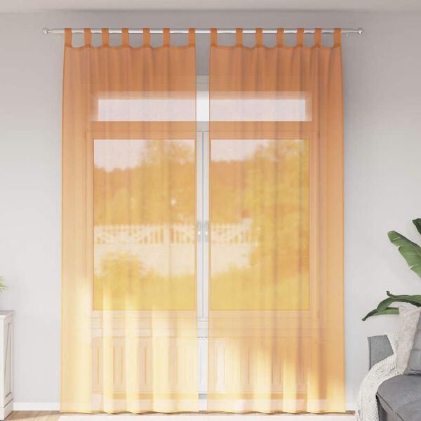 vidaXL Gordijnen Voile met lussen 2 st 140x260 cm oranje