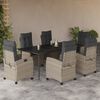 vidaXL 7-delige Tuinset met kussens poly rattan grijs