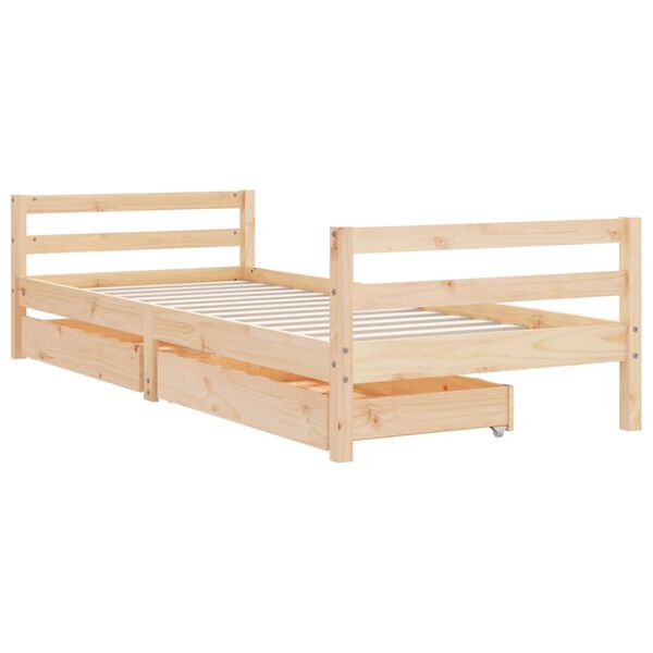 vidaXL Kinderbedframe met lades 90x190 cm massief grenenhout
