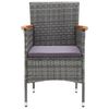 vidaXL 3-delige Bistroset poly rattan en gehard glas grijs