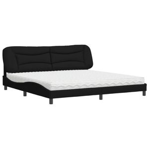 vidaXL Bed met matras "Hvar" stof zwart 200x200 cm