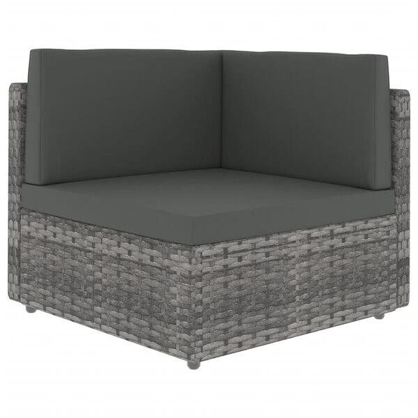 vidaXL 7-delige Loungeset met kussens poly rattan grijs