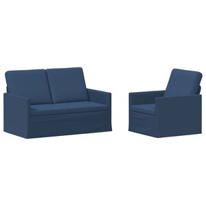 vidaXL Bankstel 2 pcs Blauw Stof