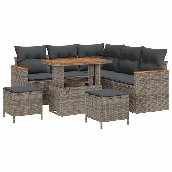 vidaXL Tuin Sofa Set met kussen 8 pcs Grijs Poly riet