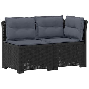 vidaXL Tweedelige Tuinbank met Kussens Rattan Look PP Antraciet