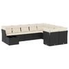 vidaXL 10-delige Loungeset met kussens poly rattan zwart