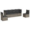 vidaXL 6-delige Loungeset met kussens poly rattan grijs