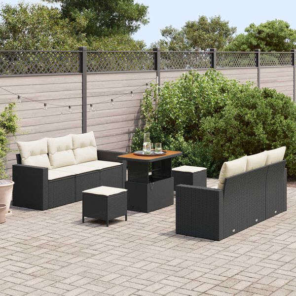 vidaXL Tuin Sofa Set 9 pcs Zwart poly rattan