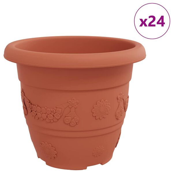 vidaXL Ronde Bloempot 24 pcs Baksteenrood &Oslash; 26 x 21.5 cm Kunststof