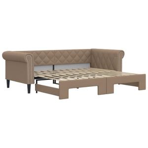 vidaXL Slaapbank en onderschuifbed 90x200 cm kunstleer cappuccinokleur