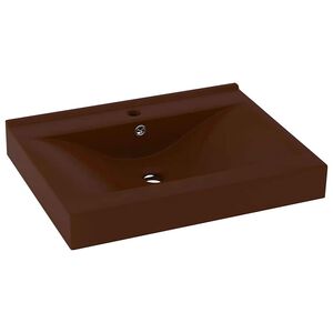 vidaXL Wastafel met kraangat 60x46 cm keramiek mat donkerbruin
