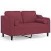 vidaXL Tweezitsbank met sierkussens 120 cm stof wijnrood