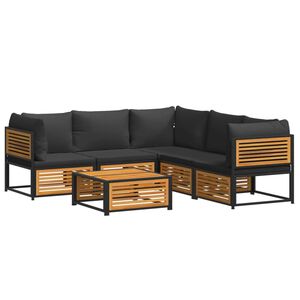 vidaXL 6-delige Loungeset met kussens massief acaciahout