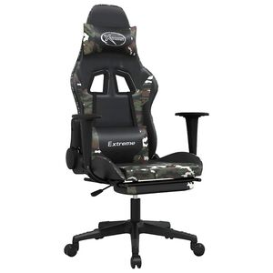 vidaXL Massage gamestoel met voetensteun kunstleer zwart en camouflage