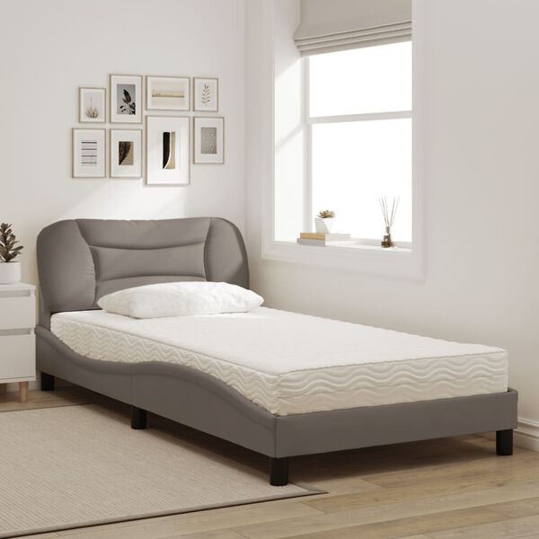 vidaXL Bed met matras "Hvar" stof taupe 100x200 cm