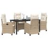 vidaXL Tuin eettafelset met kussen 5 pcs Beige poly rattan
