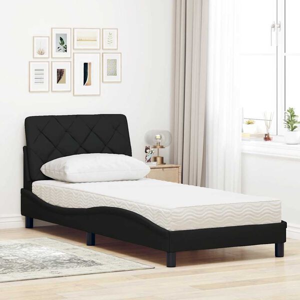 vidaXL Bed met matras stof zwart 80x200 cm
