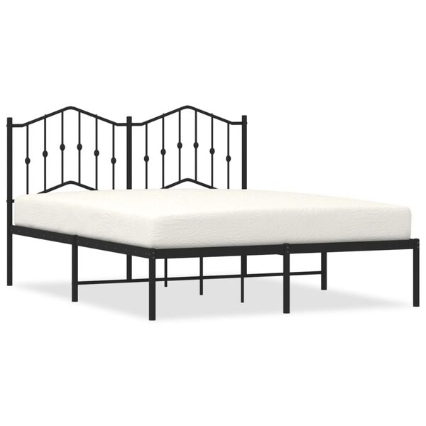 vidaXL Bedframe met hoofdbord metaal zwart 140x190 cm