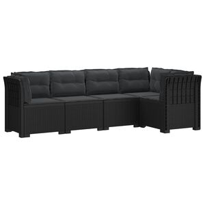 vidaXL 5-Zits Tuin Sofa met Kussens Rattan Look PP Antraciet