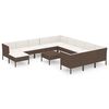 vidaXL 13-delige Loungeset met kussens poly rattan bruin