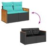 vidaXL 6-delige Loungeset met kussens poly rattan acacia zwart