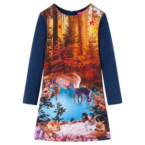 Kinderjurk met lange mouwen 116 marineblauw