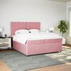 vidaXL Boxspring met matras fluweel roze 200x200 cm