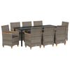 vidaXL Tuin eettafelset 9 st Grijs poly rattan