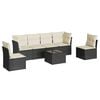 vidaXL 7-delige Loungeset met kussens poly rattan zwart
