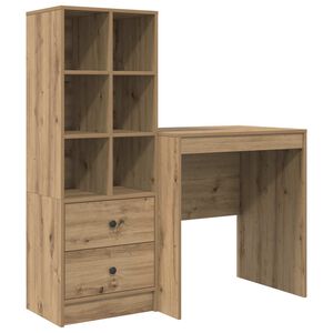 vidaXL Bureau met lade met plank met opslag 2 pcs Artisan Eiken
